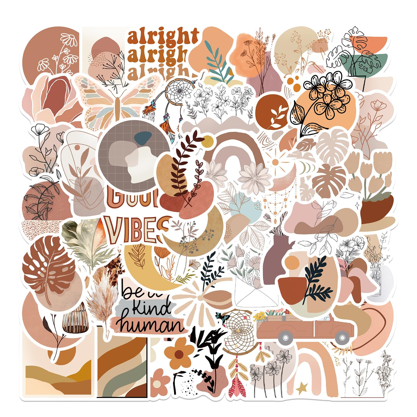 Sticker, Boho, Collage, Erdtöne, Typografie, HD, iPad-Hintergrundbild