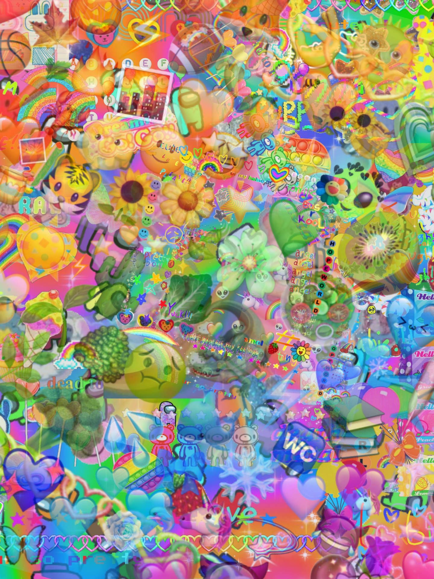 Sticker, Smileys, Bunt, Regenbogenfarben, Indie-Kid, QHD+, Hintergrundbild fürs Tablet