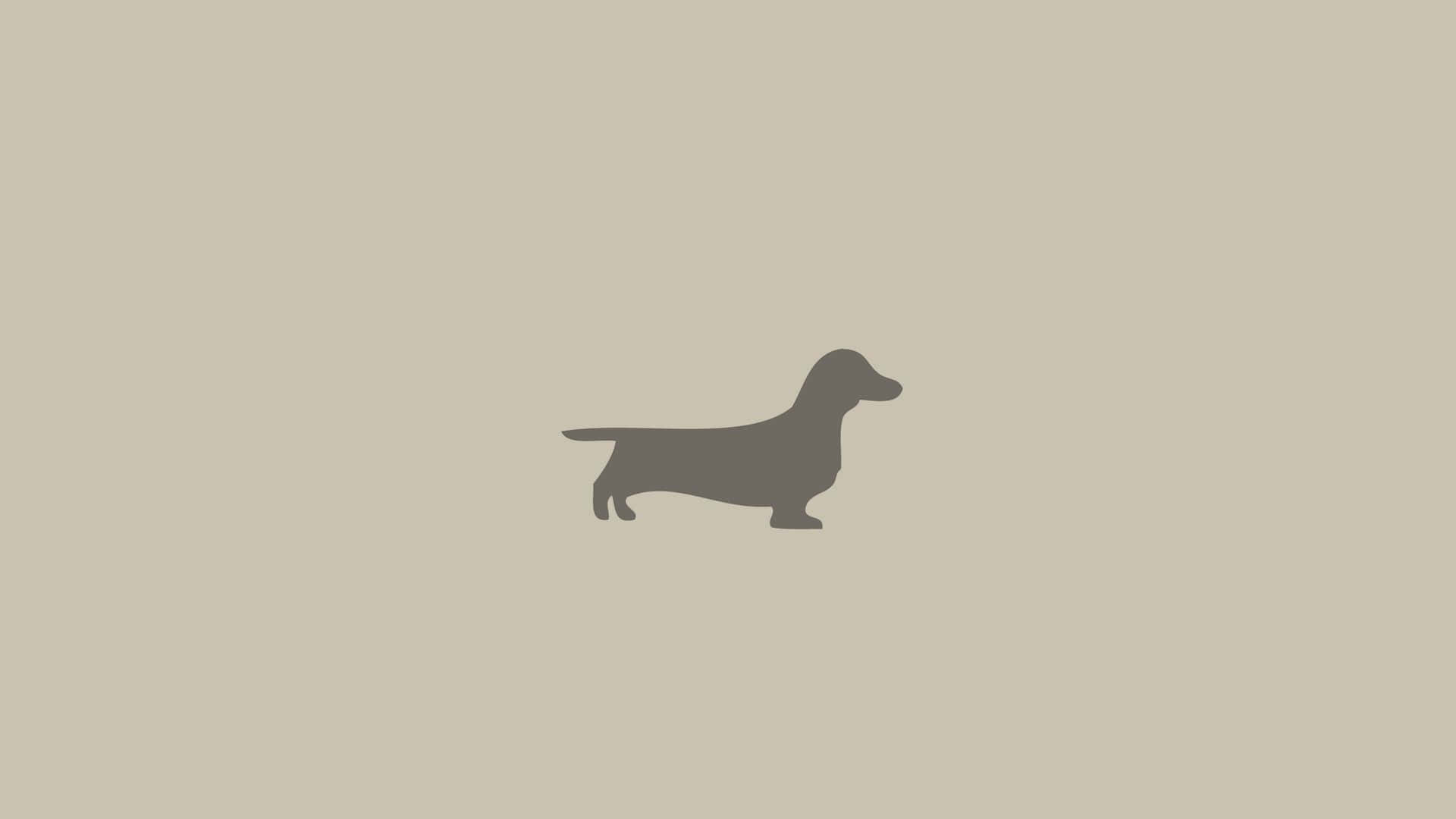 Dackel-Silhouette, Beiger Hintergrund, Minimalistisch, Grau, Full HD Wallpaper