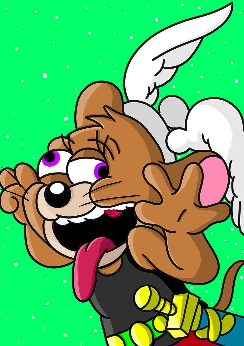 Asterix-Stil, Hund, Flügelhelm, Grüner Hintergrund, Karikatur, HD Wallpaper