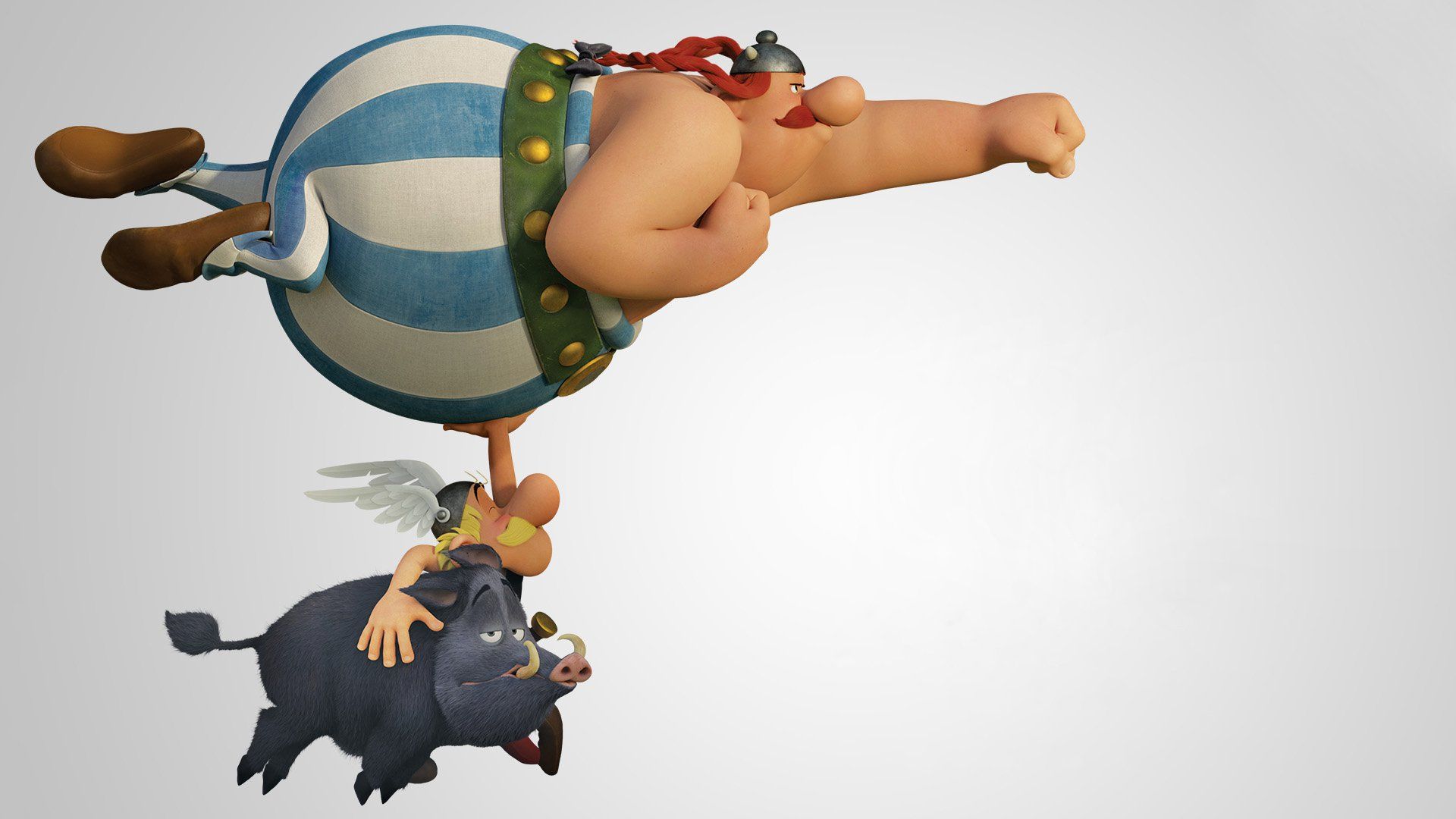 Obelix, Asterix, Wildschwein, 3D-Animation, Flug, Full HD, Desktop-Hintergrund für Windows