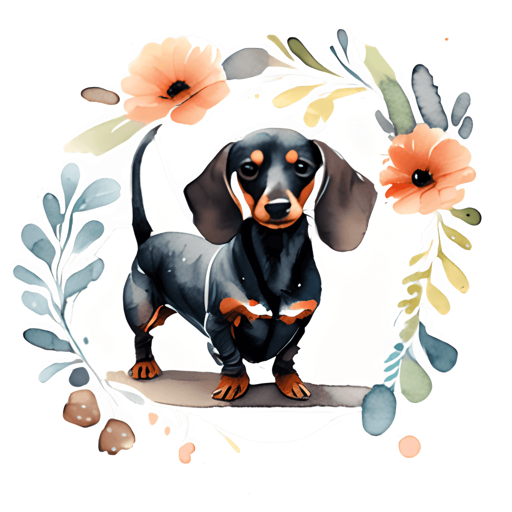 Dackel, Aquarell, Blumenkranz, Weißer Hintergrund, Wallpaper