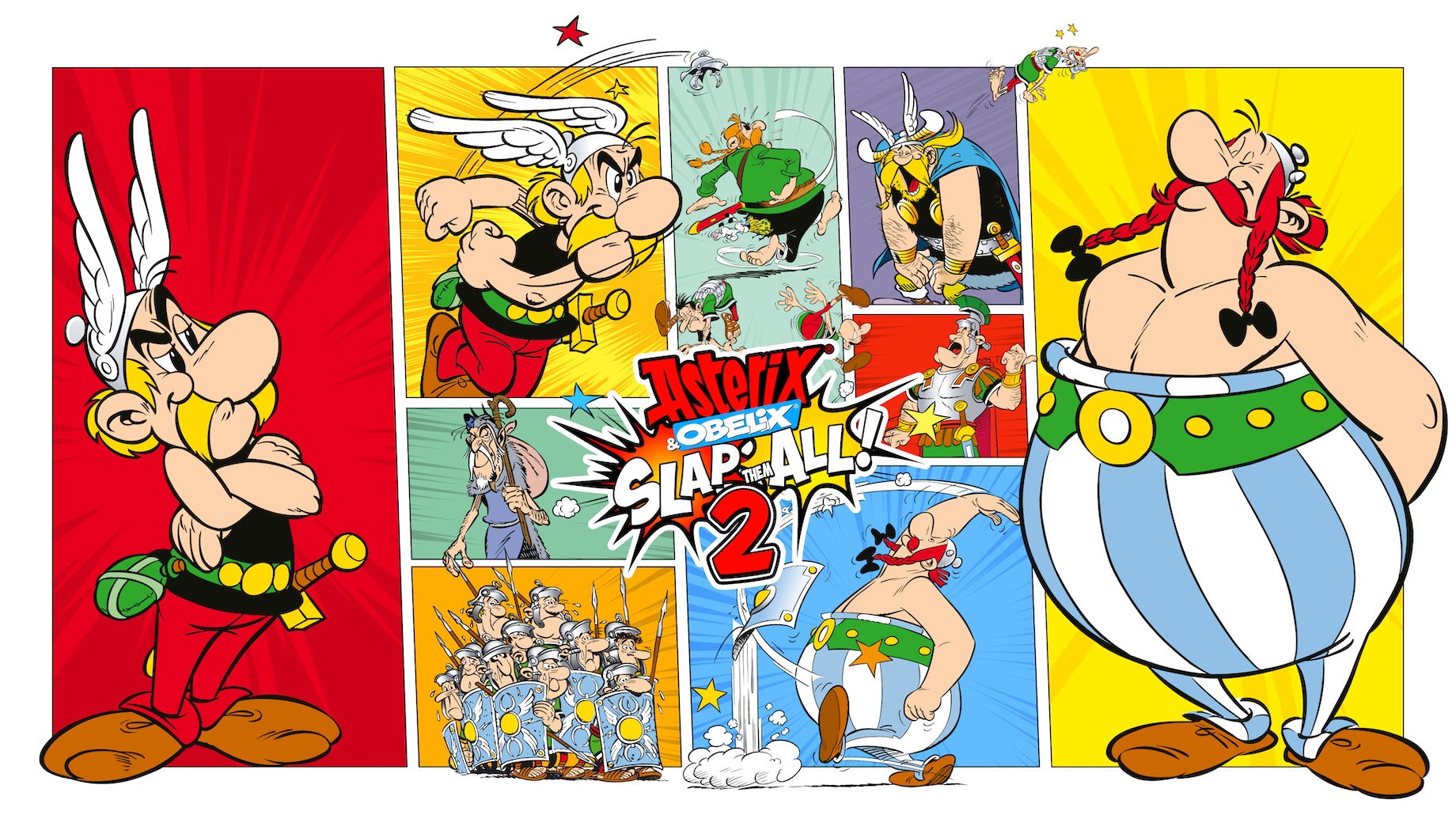 Asterix & Obelix: Slap Them All! 2, Asterix, Obelix, Videospiel, Comic-Panels, HD-Hintergrund
