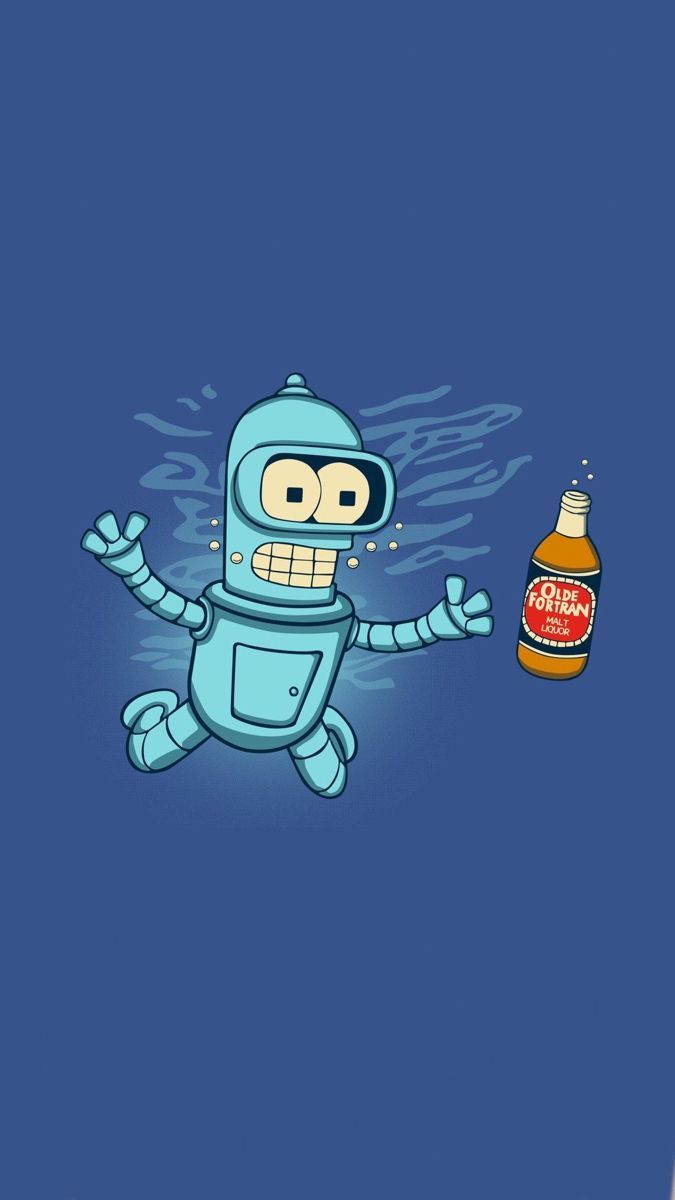Bender, Futurama, Bierflasche, Blauer Hintergrund, Minimalistisch, Sperrbildschirm fürs iPhone