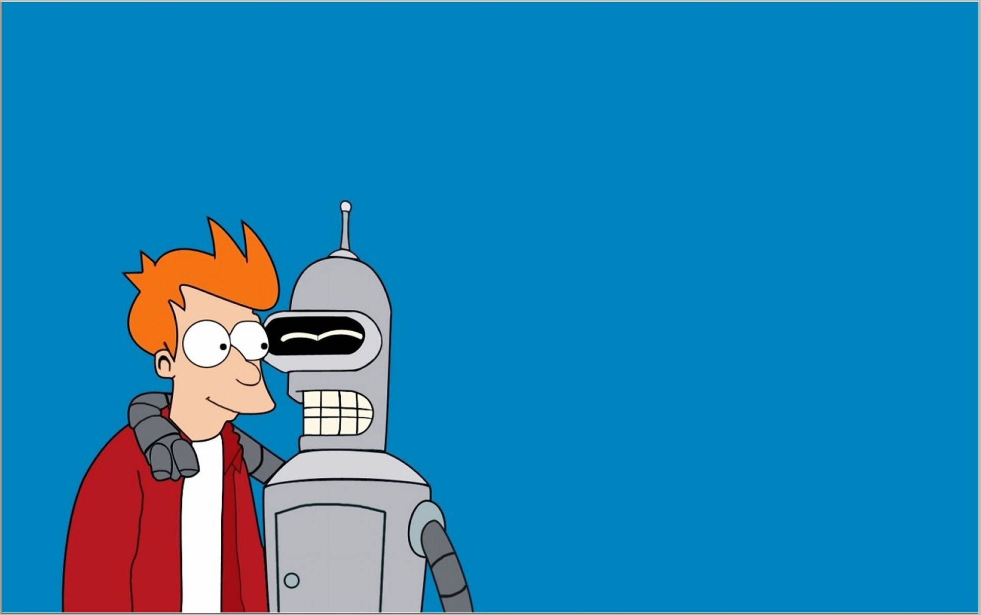 Fry, Bender, Futurama, Blauer Hintergrund, Zeichentrickserie, Full HD Wallpaper