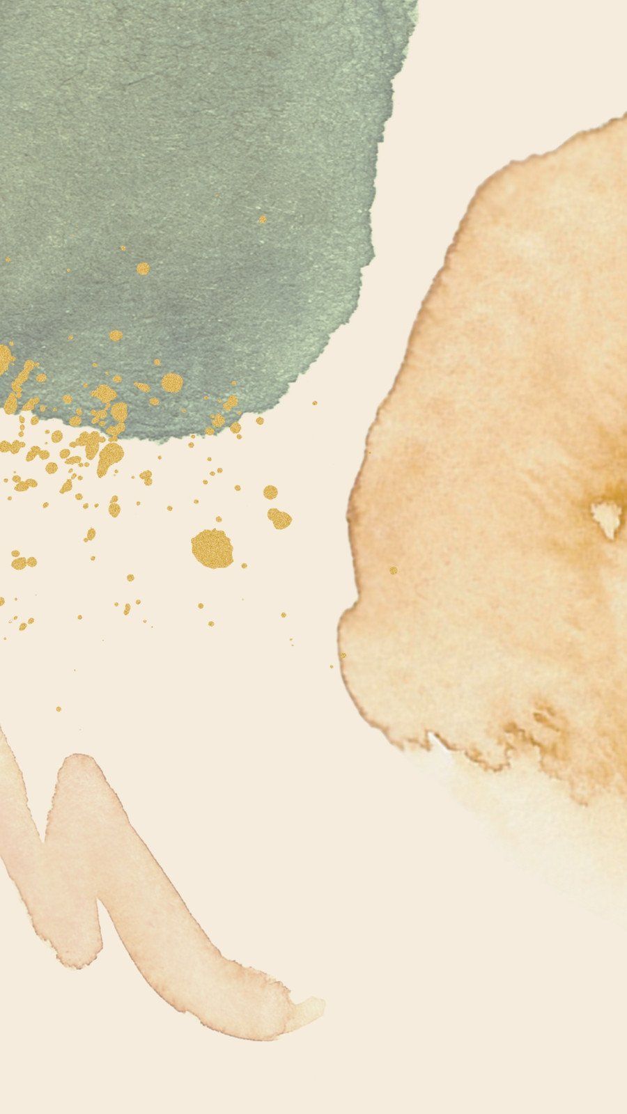 Aquarell, Abstrakt, Beige, Salbeigrün, Goldakzente, HD, Sperrbildschirm fürs iPhone