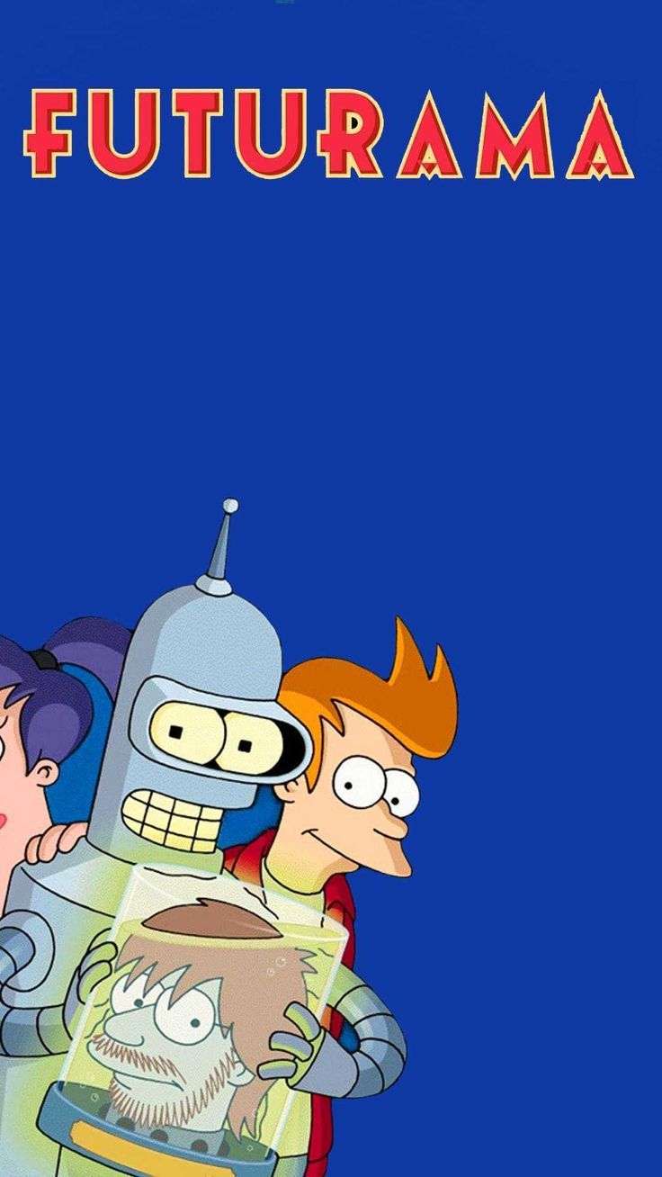 Futurama, Bender, Fry, Logo, Blauer Hintergrund, HD, Sperrbildschirm fürs iPhone