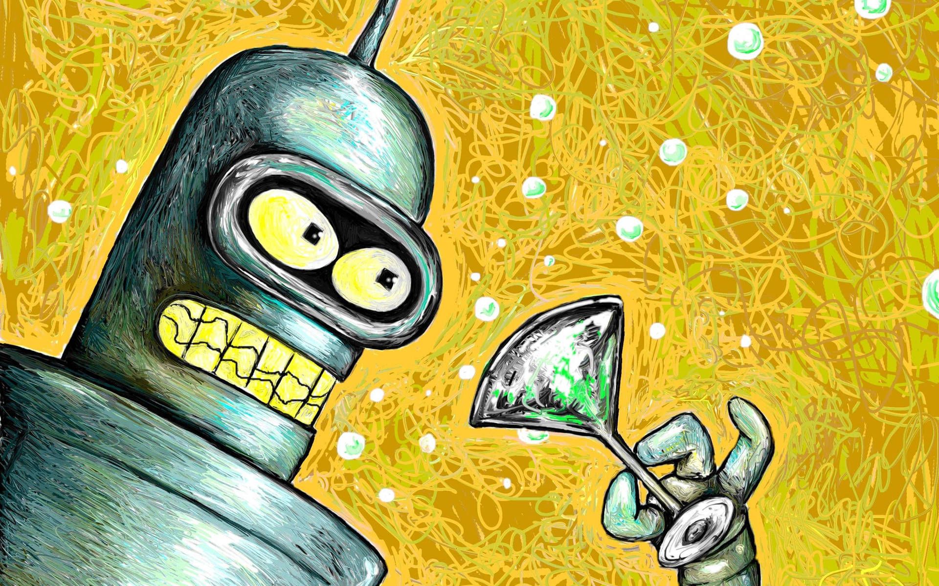 Bender, Futurama, Diamant, Gelb, Nahaufnahme, 16:10, Full-HD-Hintergrundbild für den Desktop