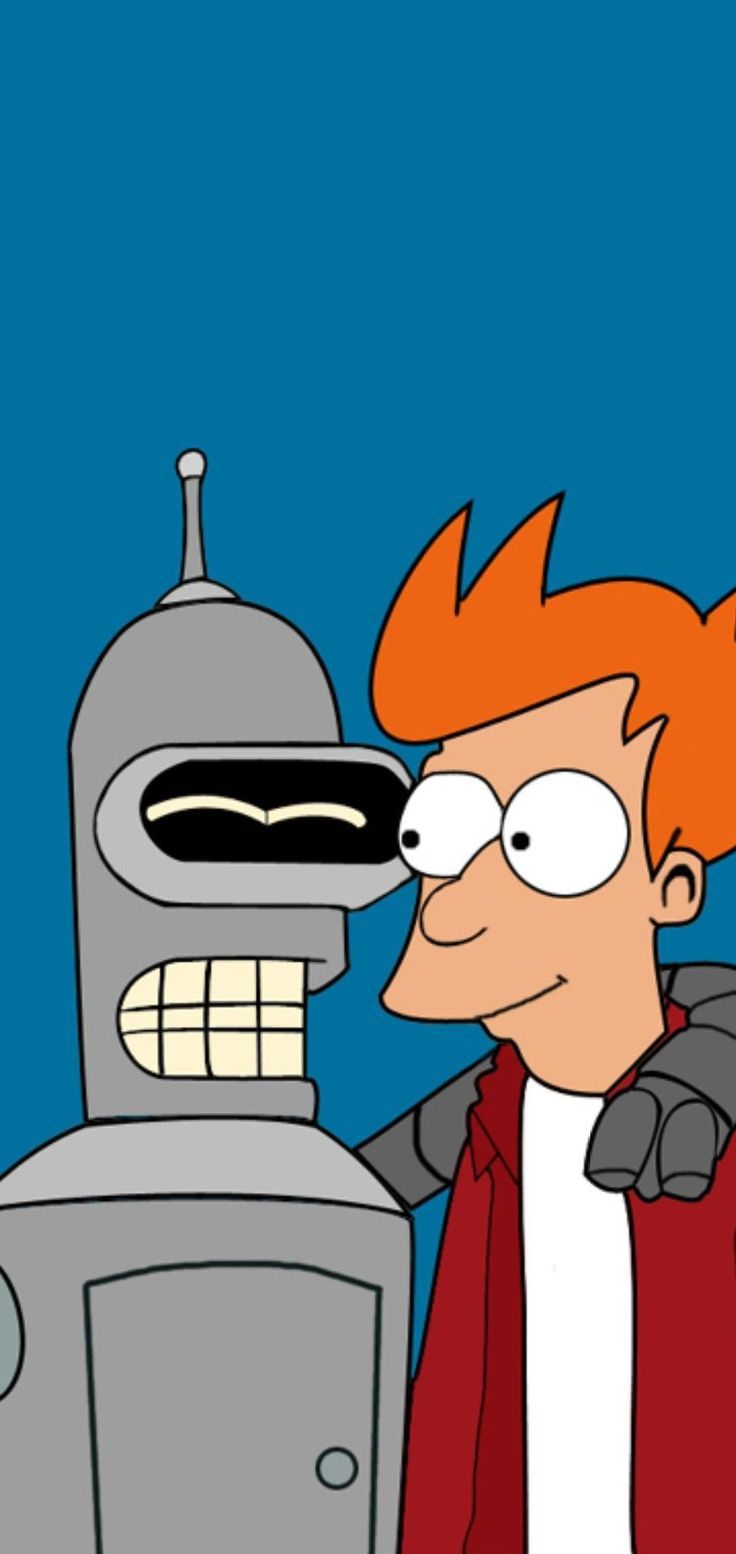 Bender, Fry, Futurama, Blauer Hintergrund, Minimalistisch, Sperrbildschirm fürs iPhone