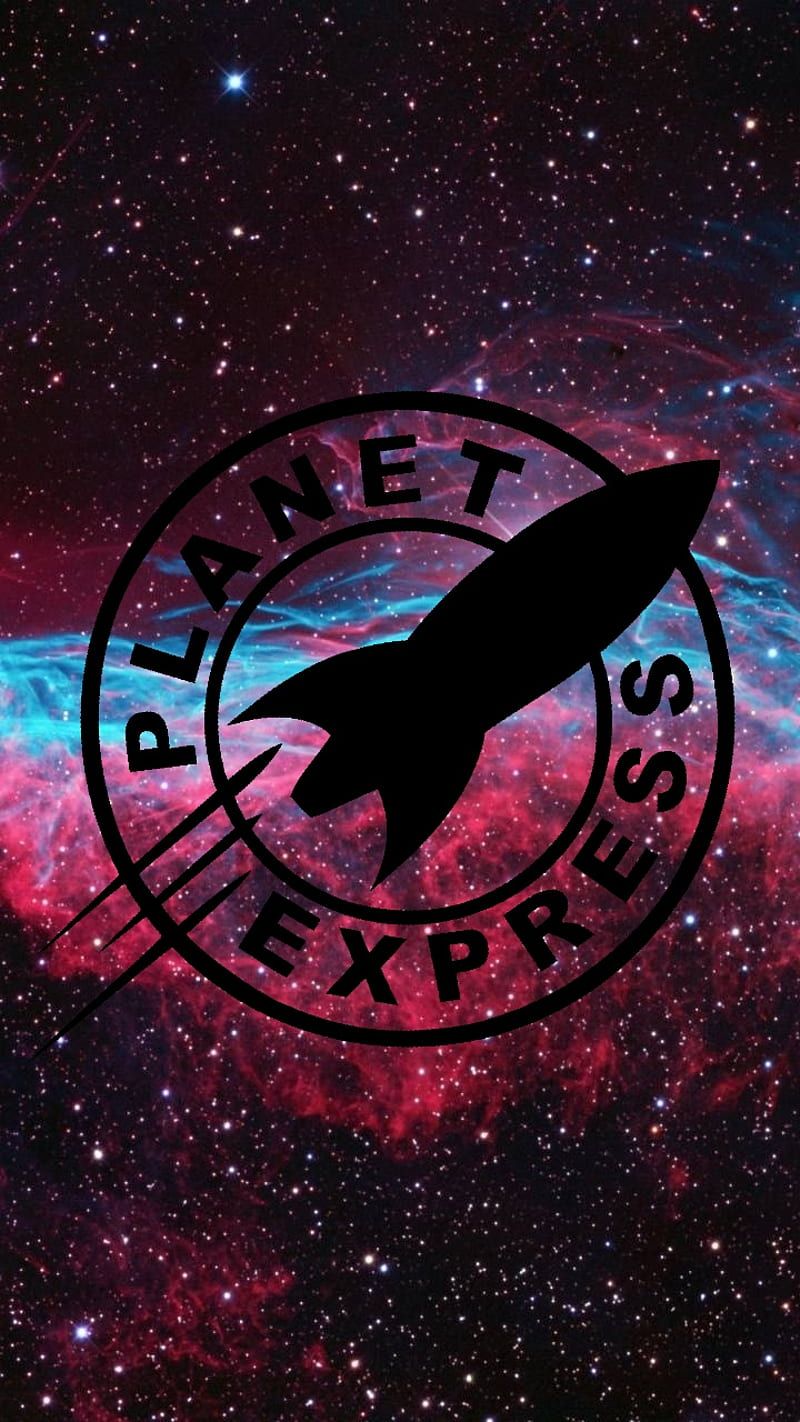 Planet Express, Logo, Futurama, Weltraum, Nebel, HD, Handy-Hintergrund im Hochformat