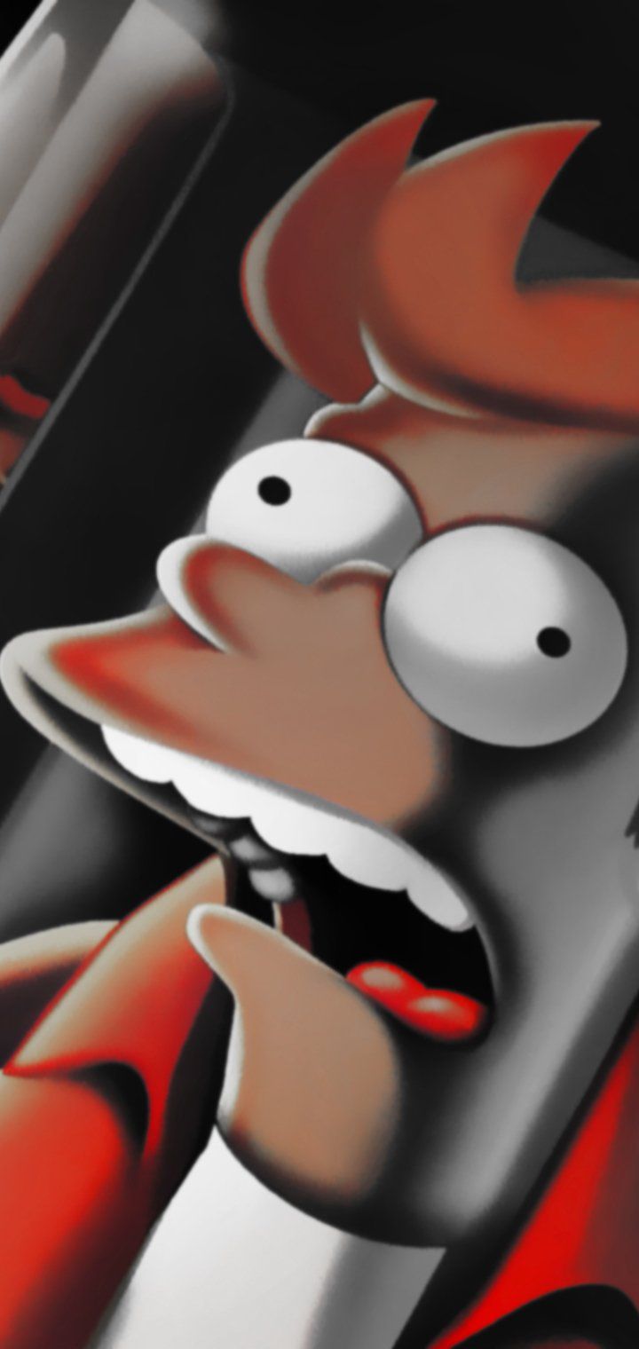 Fry, Futurama, Schrei, Rot, Nahaufnahme, Hochformat, Hintergrundbild fürs Smartphone
