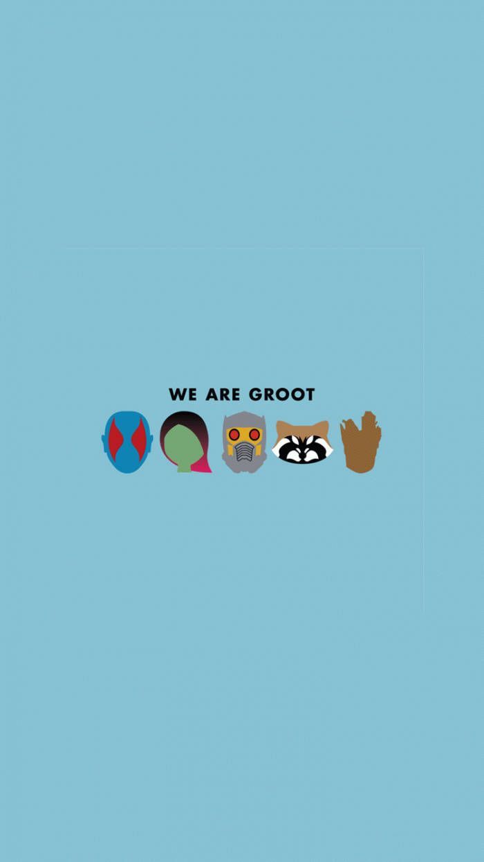 We Are Groot, Guardians of the Galaxy, Minimalistisch, Hellblau, Figuren, Sperrbildschirm fürs iPhone