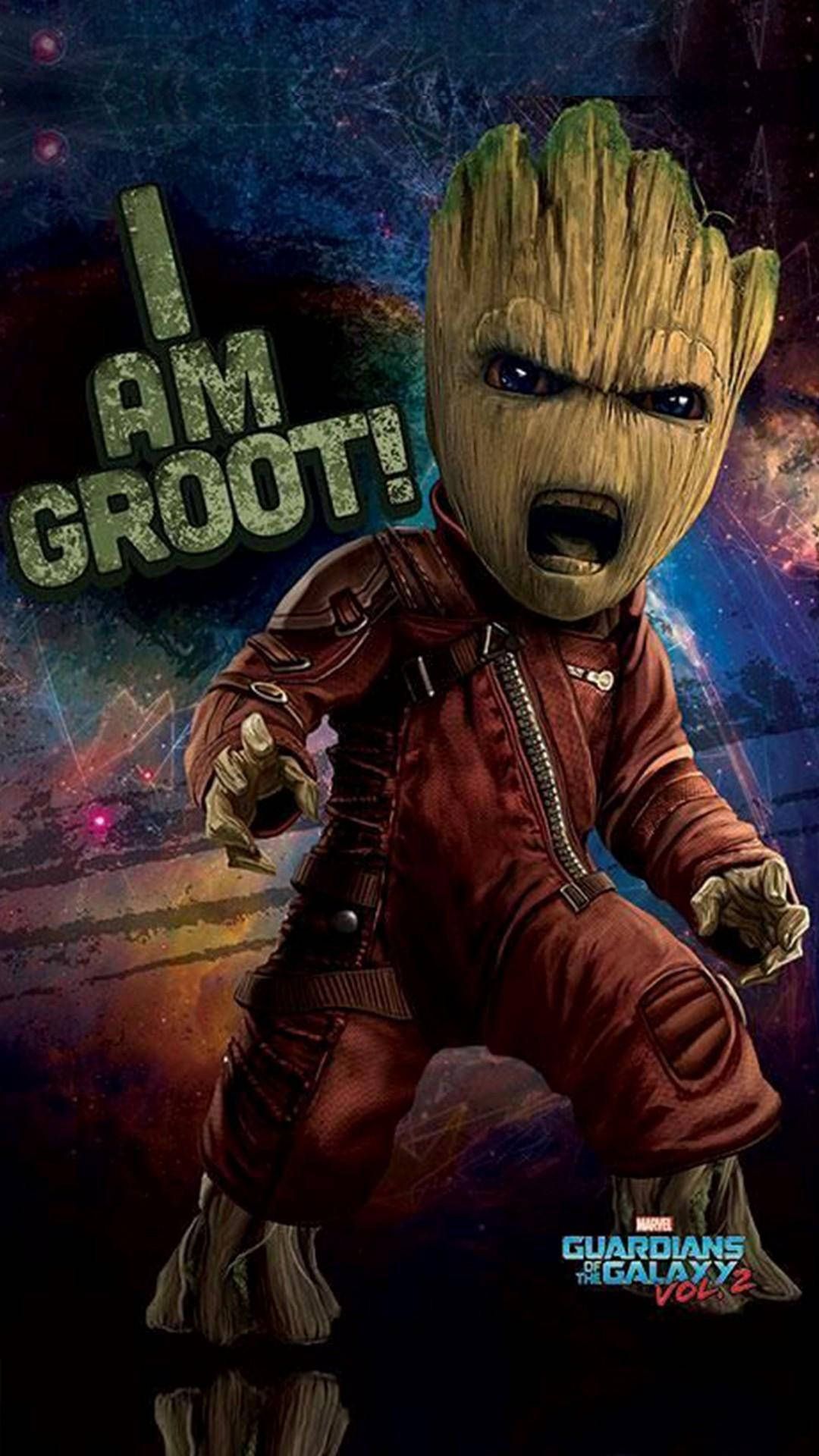 Baby Groot, I Am Groot, Guardians of the Galaxy Vol. 2, Roter Anzug, Poster, Full-HD-Handy-Hintergrundbild