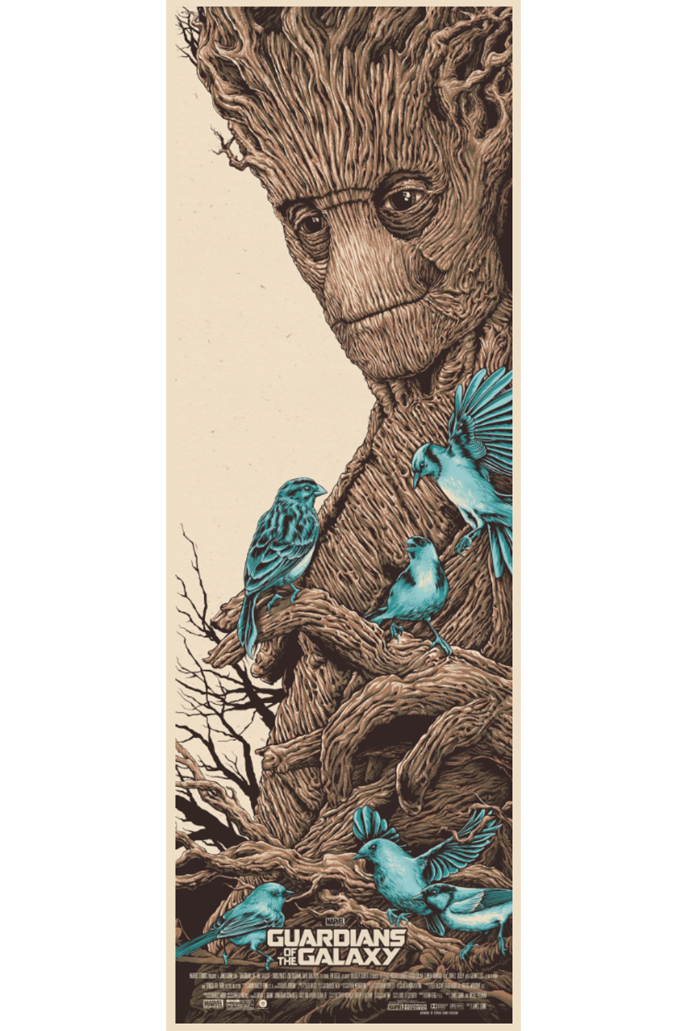 Groot, Guardians of the Galaxy, Poster, Illustration, Vögel, HD, Handy-Hintergrund