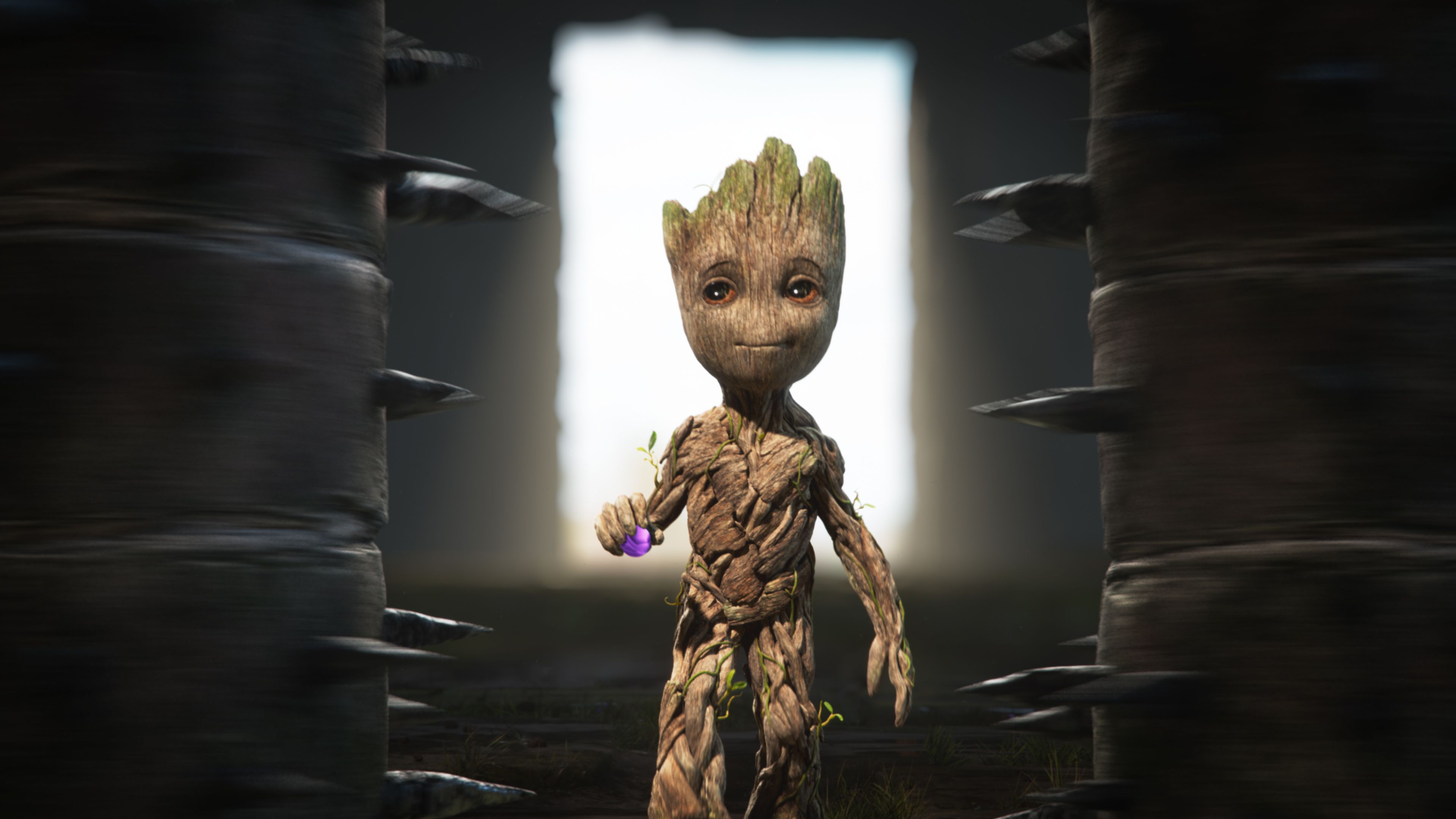 Baby Groot, I Am Groot, Lichtschein, Dunkel, Disney+, 4K 2160p, Desktop-Hintergrundbild
