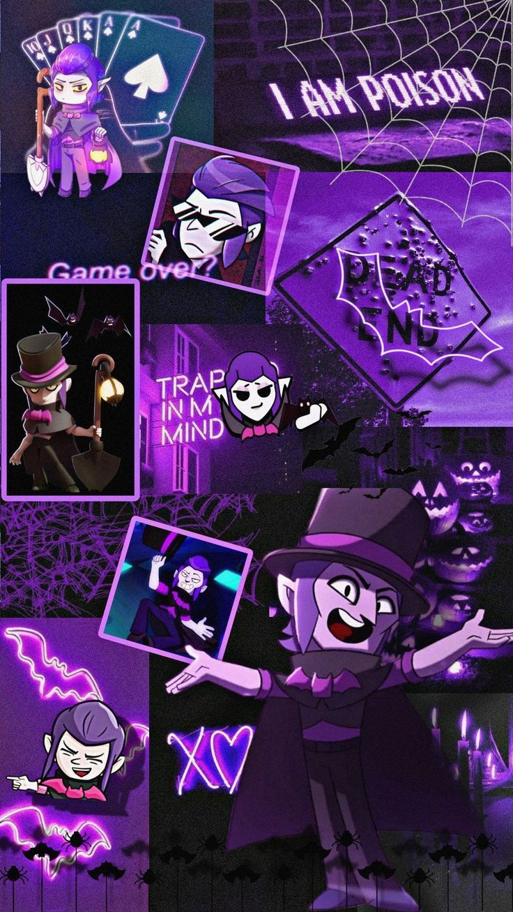 Mortis, Brawl Stars, Collage, Lila, I am poison, Aesthetic, HD, iPhone-Hintergrundbild