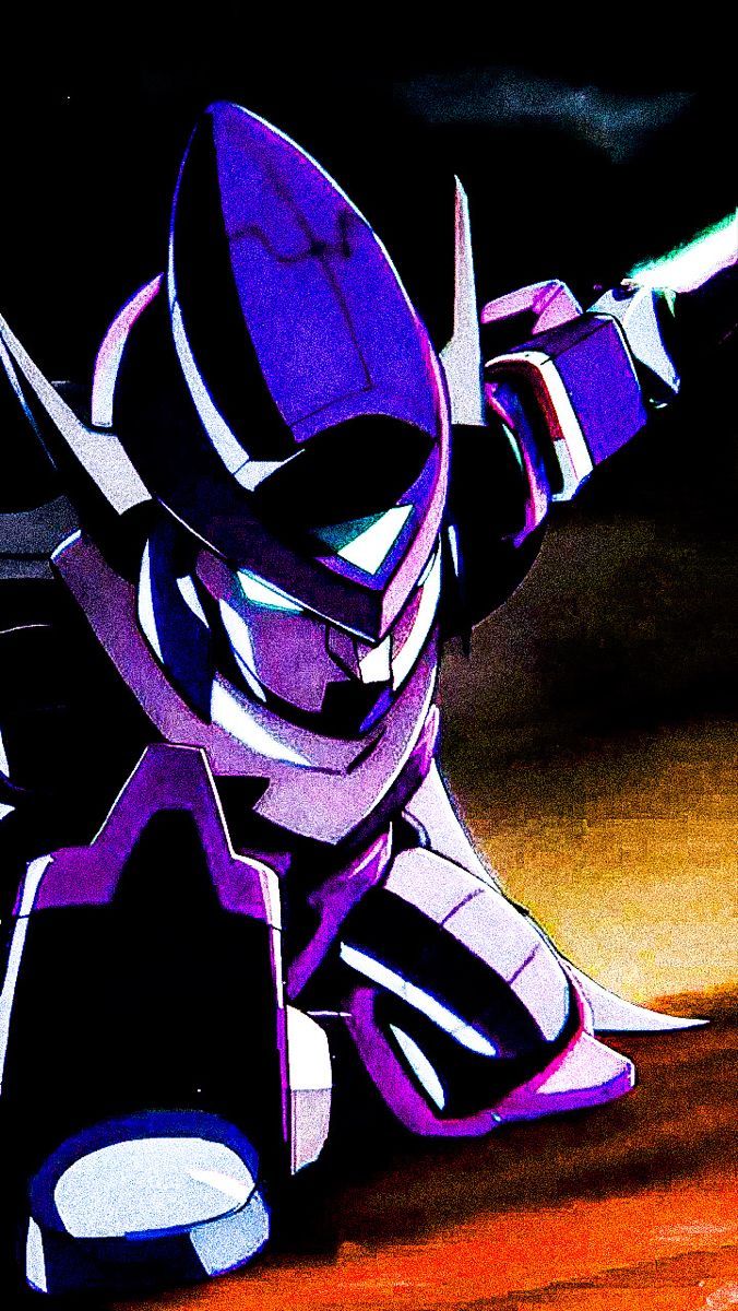 Mortis, Roboter-Skin, Neon, Lila, Schwarz, Hochformat, Hintergrundbild fürs Smartphone