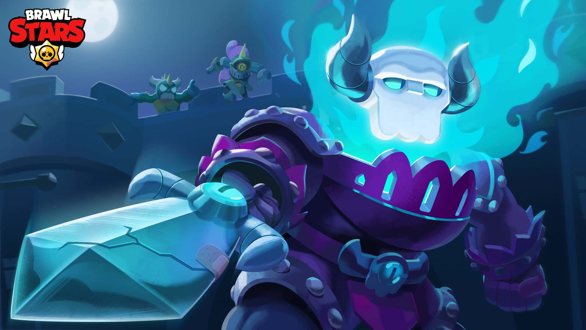 Brawl Stars, Rüstung, Geist, Schwert, Nacht, Blau, 1920x1080, Full-HD-Hintergrundbild für PC