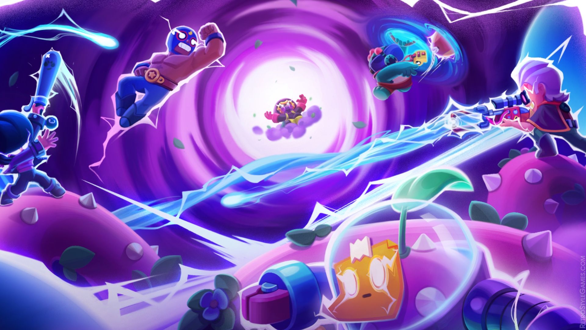 Brawl Stars, Portal, Lila, Brawler, Action, Full HD, Desktop-Hintergrund für Windows