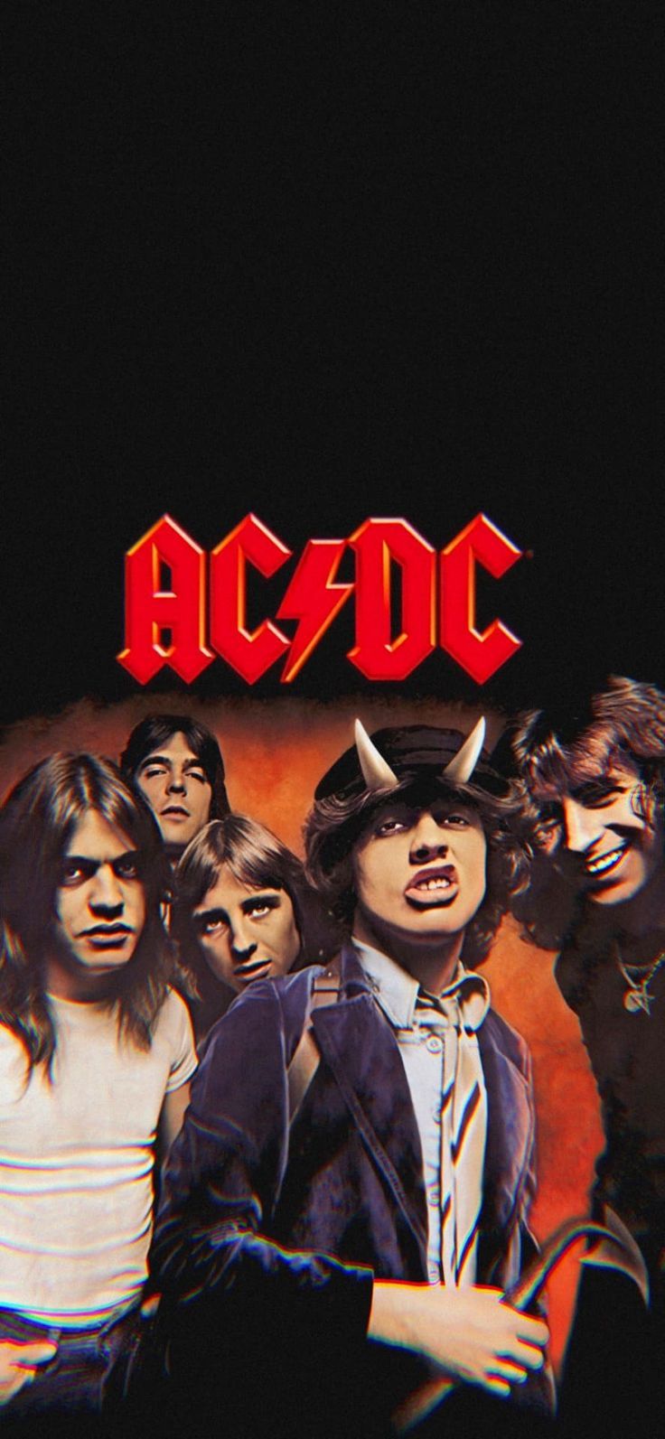 AC/DC, Highway to Hell, Albumcover, Bandfoto, Rot, Hintergrundbild für iPhone und Android