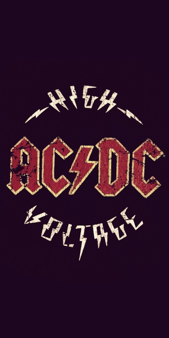 AC/DC, High Voltage, Logo, Dunkellila, Hochformat, Hintergrundbild fürs Smartphone