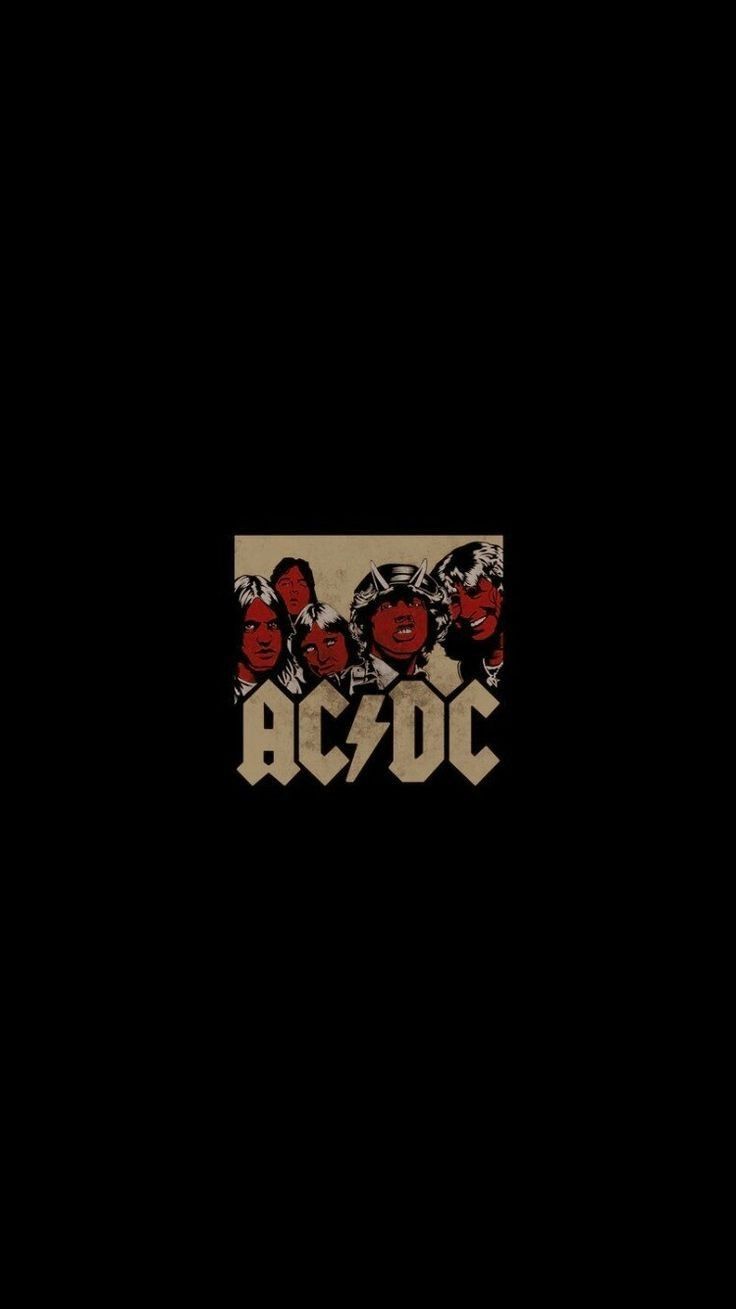 AC/DC, Logo, Schwarzer Hintergrund, Minimalismus, HD, Sperrbildschirm fürs iPhone