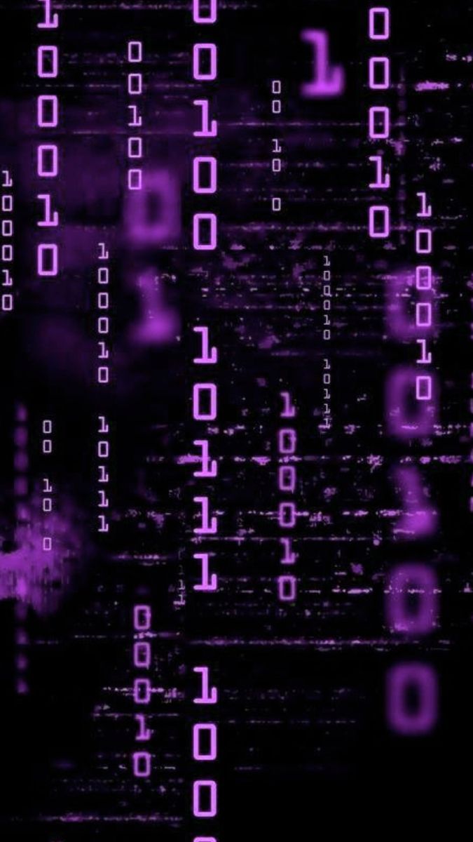 Binärcode, Ziffernregen, Lila, Schwarzer Hintergrund, Digital, Sperrbildschirm fürs iPhone