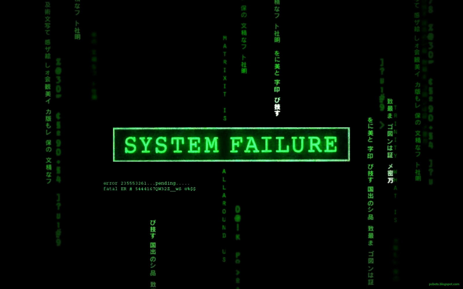 System Failure, Matrix, Matrix-Code, Grün, Schwarzer Hintergrund, HD Wallpaper