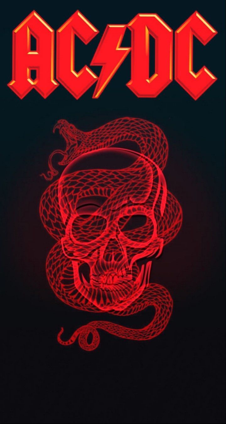AC/DC, Totenkopf, Schlange, Rot, Logo, Hintergrundbild für iPhone und Android