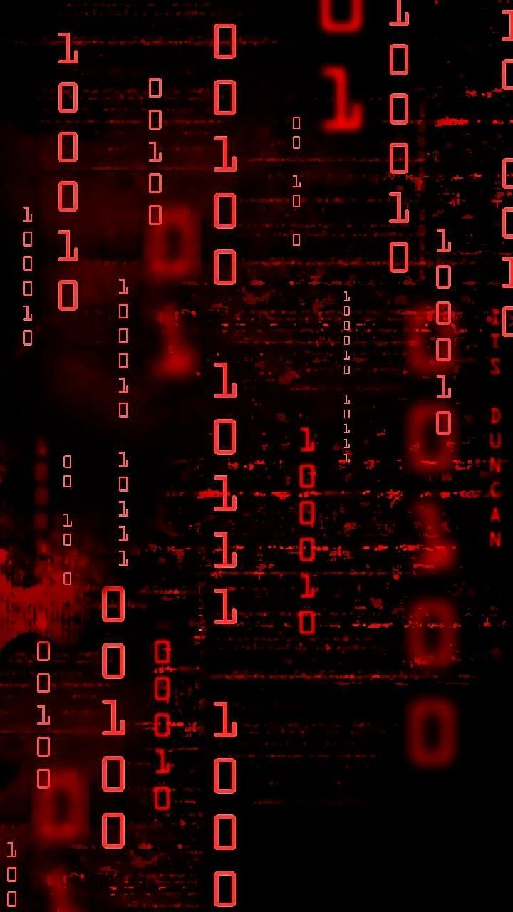 Binärcode, Rot, Ziffern, Schwarzer Hintergrund, Digital, Sperrbildschirm fürs iPhone