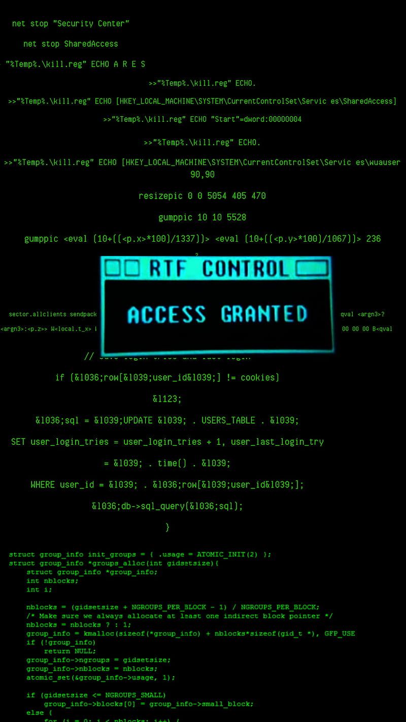 Access Granted, Quellcode, Terminal, Cyan, Schwarzer Hintergrund, Sperrbildschirm fürs iPhone