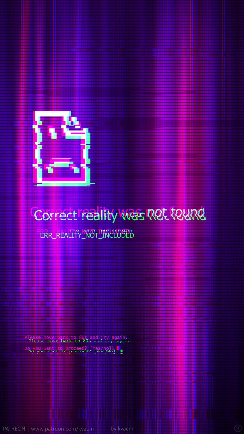 Glitch, Fehlermeldung, Lila, Pixel, Digital, HD, Handy-Hintergrund im Hochformat