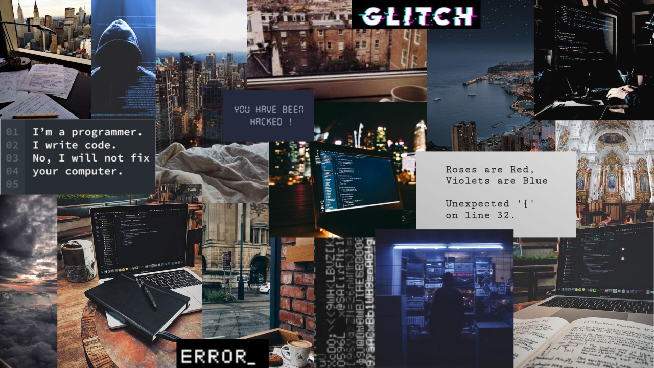 Collage, Glitch, Programmierer, Code, Aesthetic, HD, Hintergrundbild für den PC