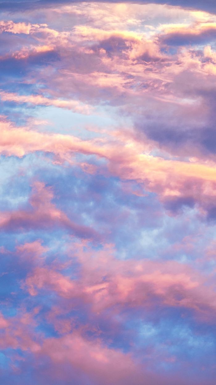 Wolken, Rosa Wolken, Blauer Himmel, Pastellfarben, Hintergrundbild für iPhone und Android