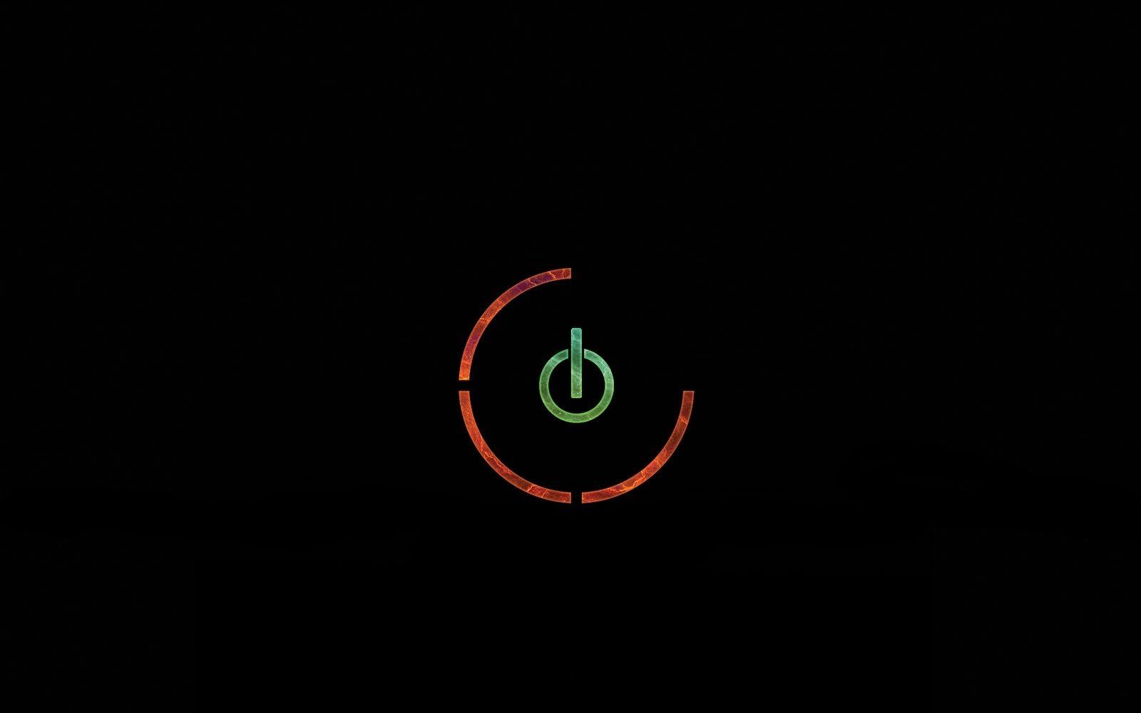 Power-Symbol, Minimalistisch, Rot, Grün, Schwarzer Hintergrund, HD Wallpaper