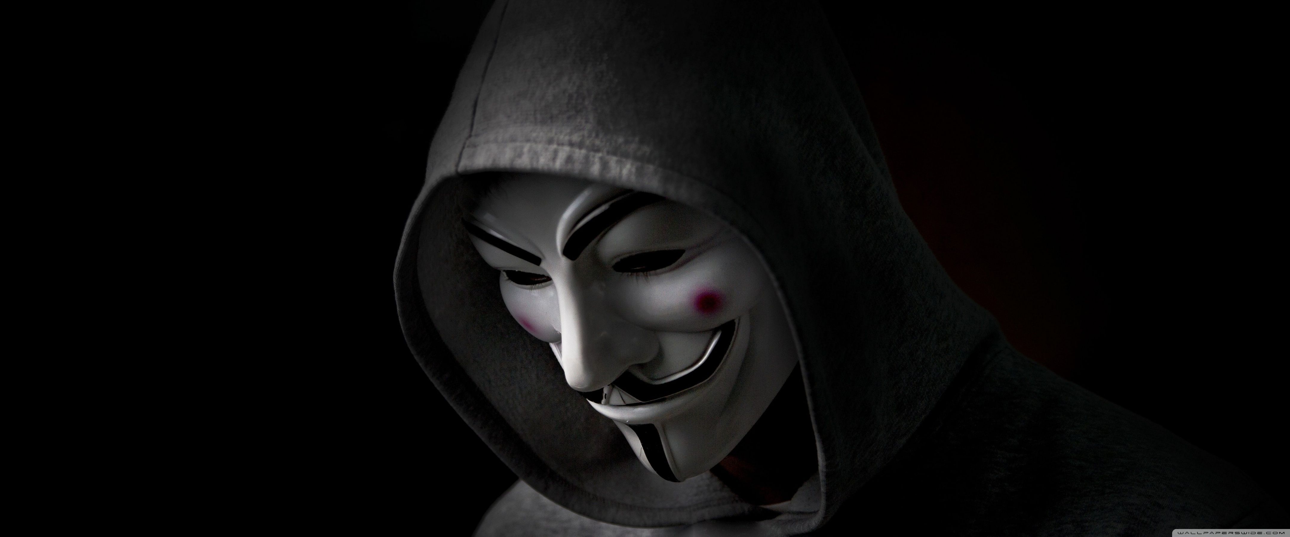 Guy-Fawkes-Maske, Anonymous, Kapuze, Dunkel, Porträt, 4K, Hintergrundbild für den PC