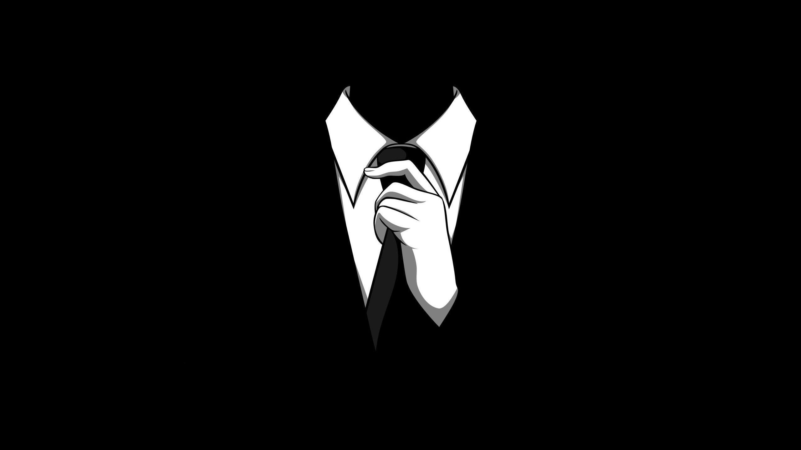 Anonymous, Anzug, Kopflos, Minimalistisch, Schwarzer Hintergrund, 2K Wallpaper