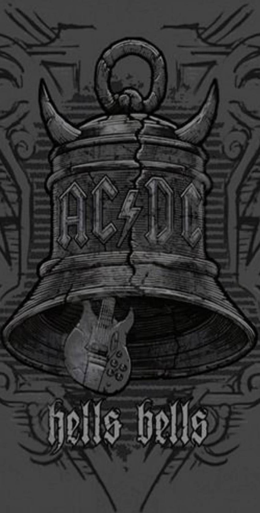 AC/DC, Hells Bells, Glocke, Gitarre, Grau, Hochformat, Hintergrundbild fürs Smartphone