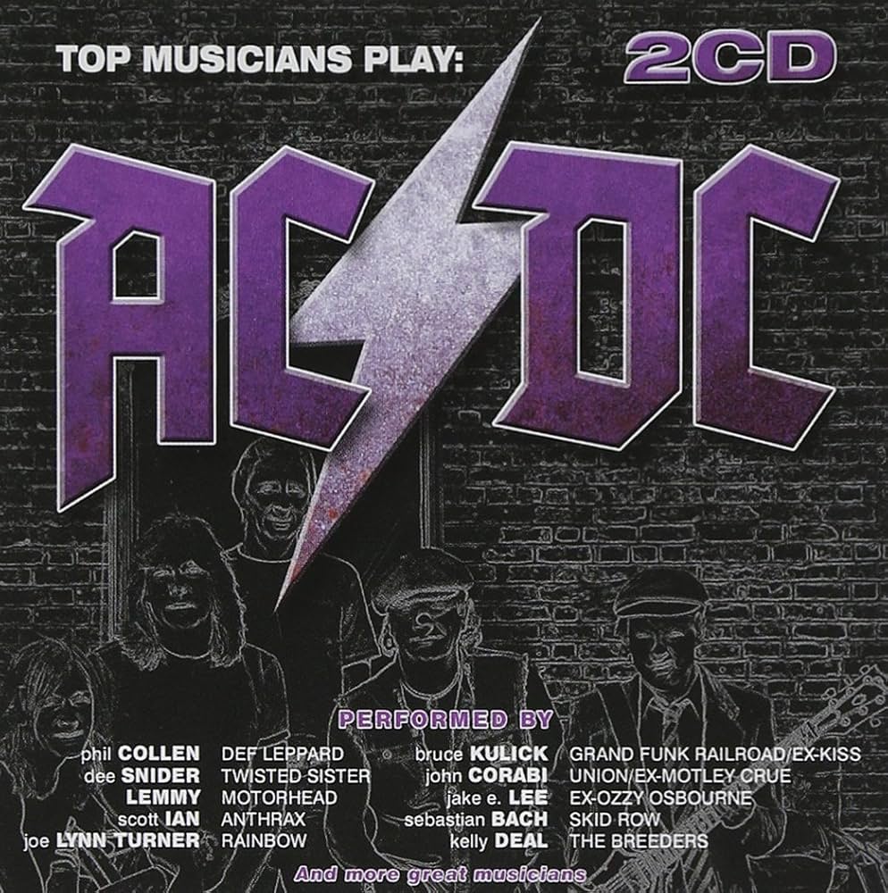 AC/DC, Top Musicians Play, Tribute-Album, Albumcover, Lila, Hintergrundbild fürs Tablet