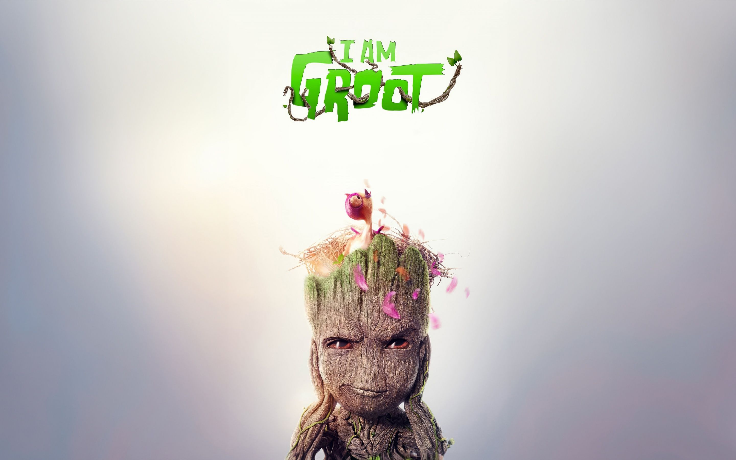 I Am Groot, Ich bin Groot, Baby Groot, Blume, Logo, 2K, Desktop-Hintergrund für Windows