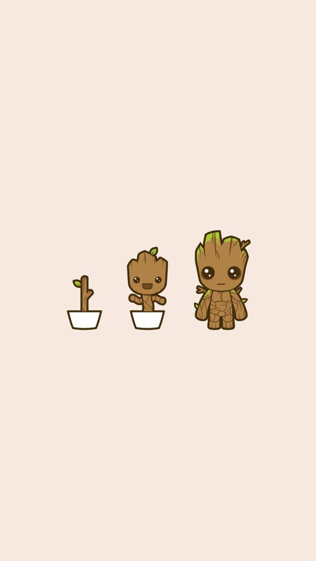 Groot, Baby Groot, Wachstumsstufen, Blumentopf, Minimalistisch, Full HD, Handy-Hintergrund