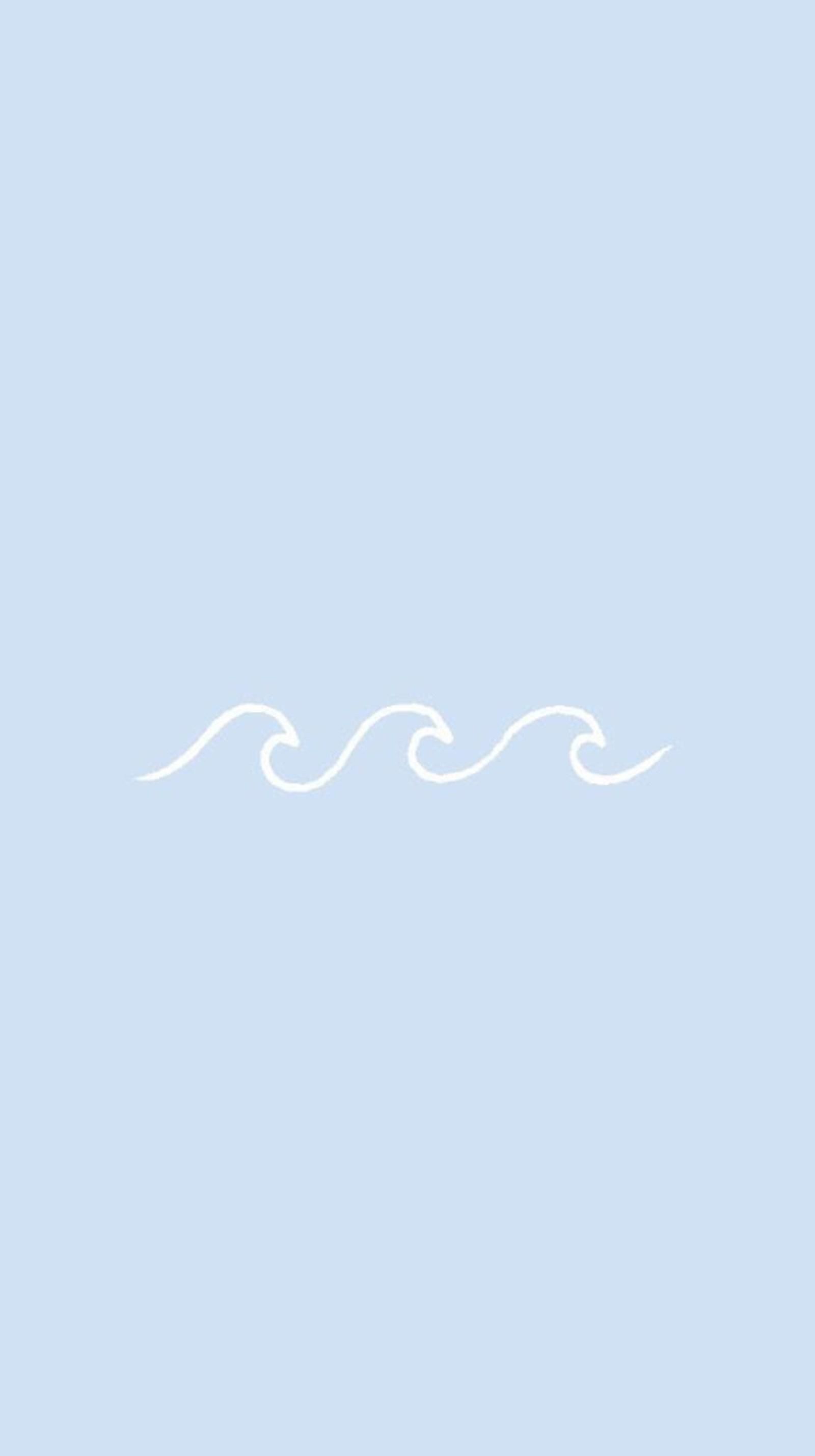 Wellen, Line Art, Hellblau, Minimalistisch, QHD+, Handy-Hintergrund im Hochformat