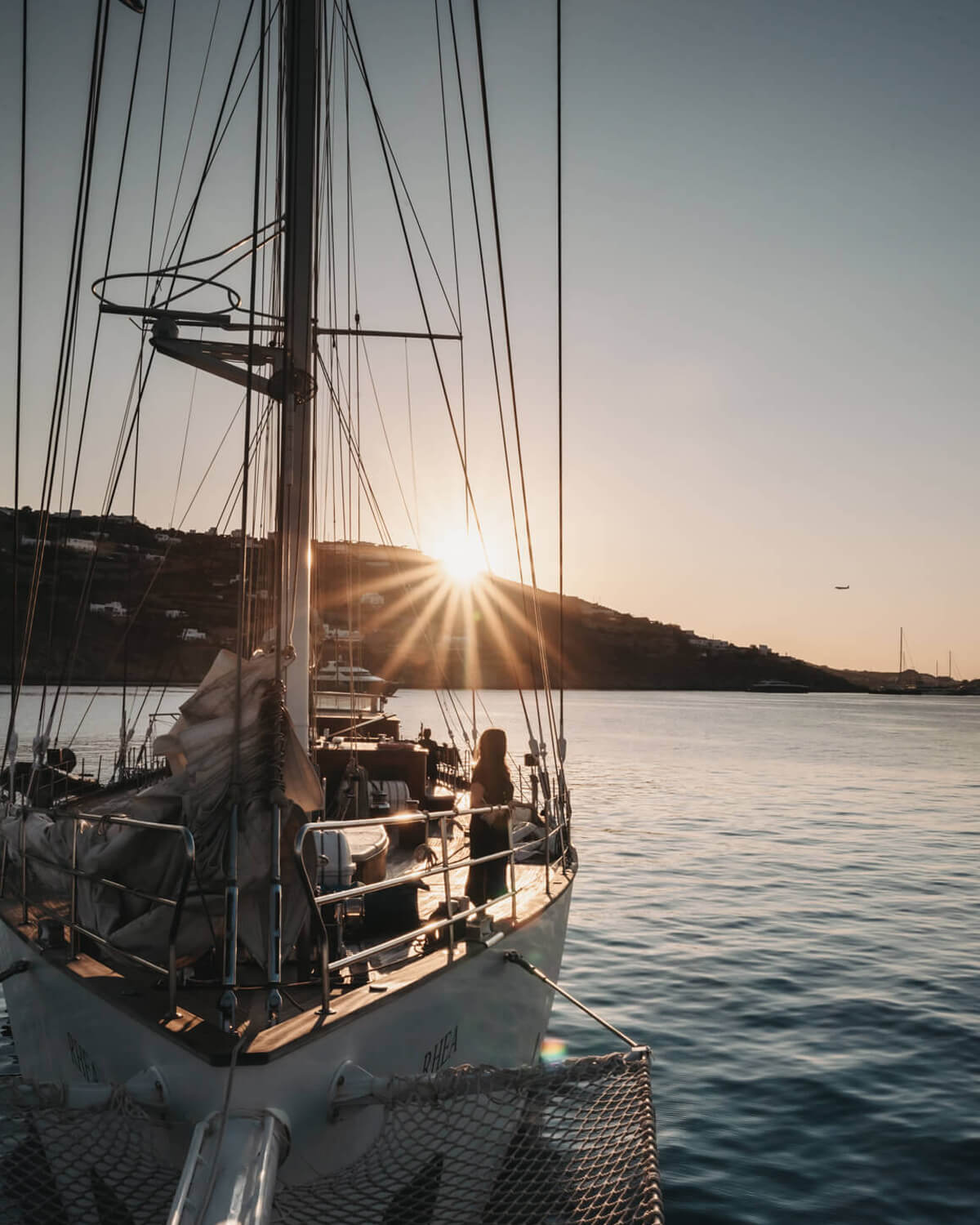 Segelboot, Mast, Takelage, Gegenlicht, Bucht, Full HD, iPad-Hintergrundbild