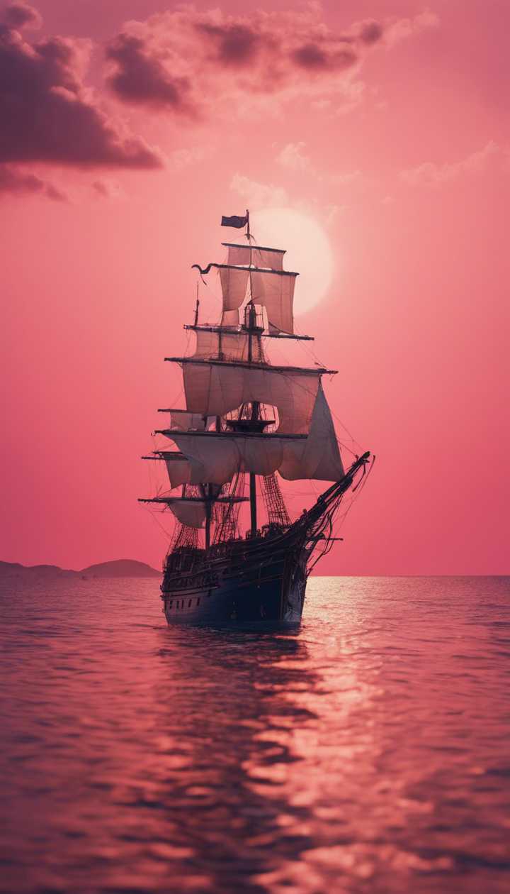 Segelschiff, Roter Himmel, Sonne, Spiegelung, Silhouette, Hintergrundbild fürs Handy