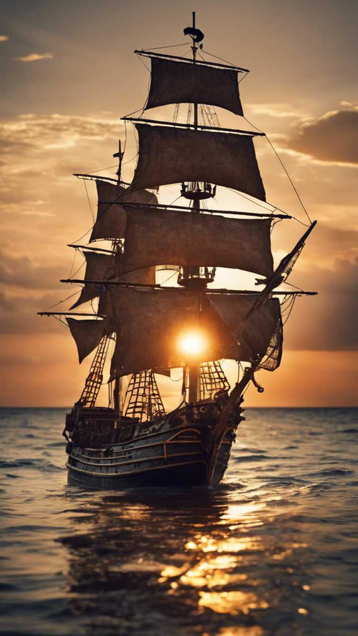 Segelschiff, Sonnenuntergang, Silhouette, Meer, Gegenlicht, Android-Hintergrundbild