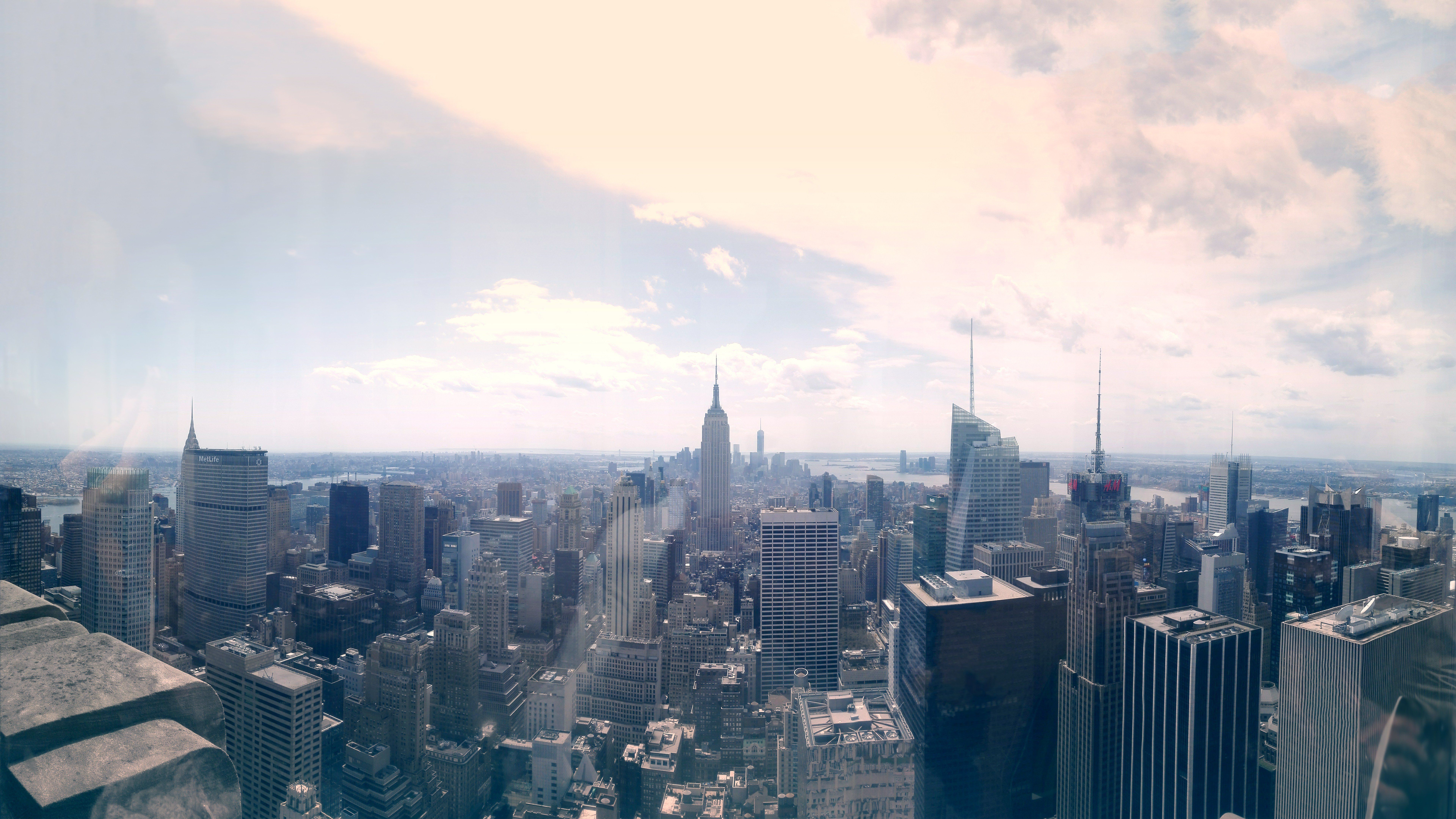 Empire State Building, New York City, Manhattan, Stadtpanorama, Wolkenkratzer, Tageslicht, 4320p Wallpaper