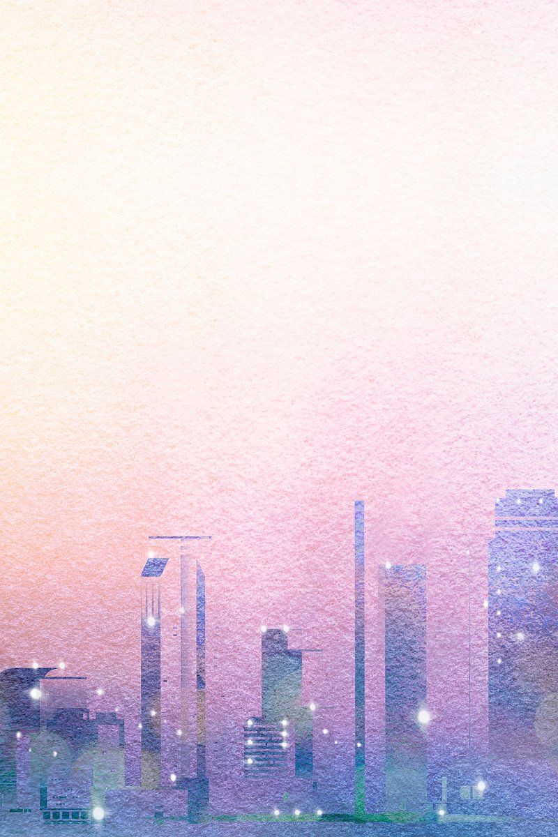 Pastellfarben, Wolkenkratzer, Lila Nebel, Aquarell, Abstrakt, Sperrbildschirm fürs iPhone