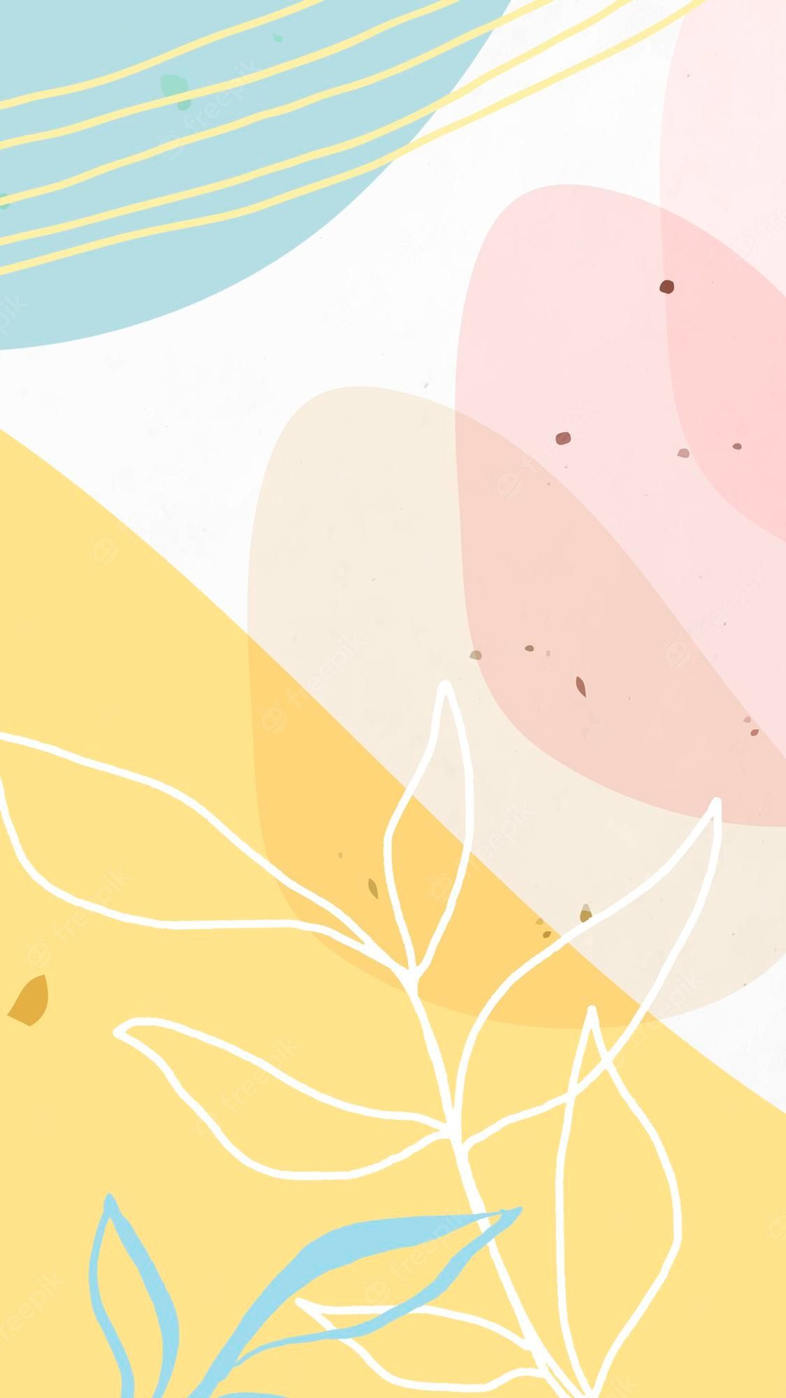 Abstrakt, Formen, Blätter, Pastell, Gelb, Full HD, Hintergrundbild fürs Handy