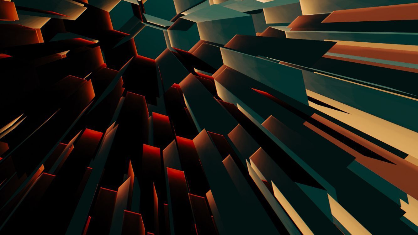 Sechsecke, 3D-Säulen, Perspektive, Dunkelgrün, Geometrisch, HD, Windows-Hintergrundbild