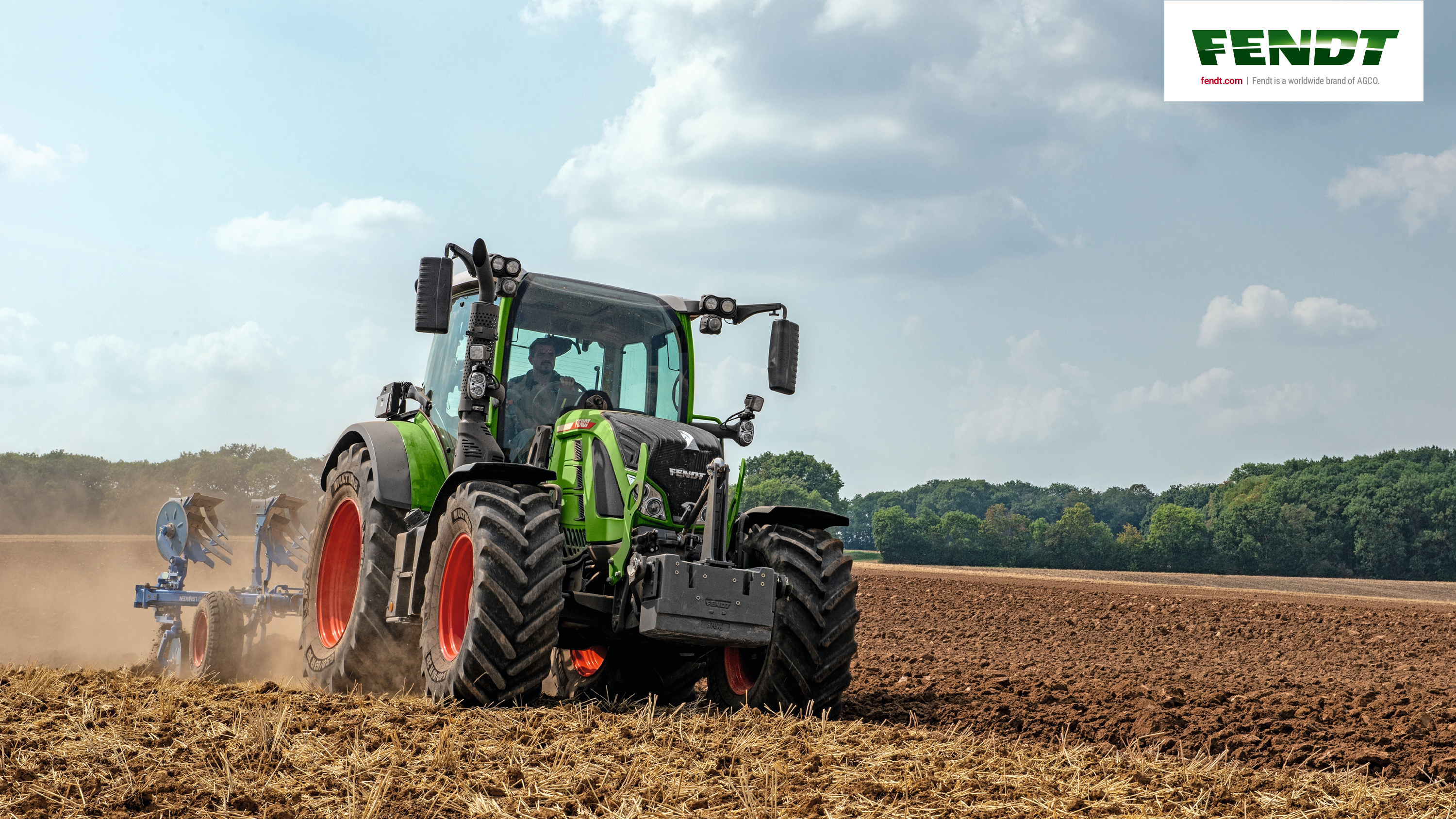 Fendt, Traktor, Pflug, Acker, Staub, 16:9, 2K-Hintergrundbild für den Desktop